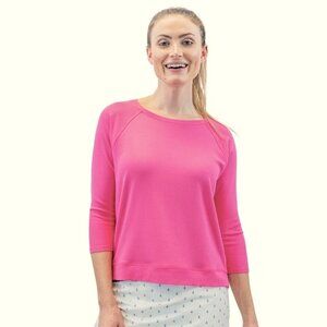 NEW Belyn Key Women's SMALL Favorite Pullover Long Sleeve Ribbed Knit Shirt PINK